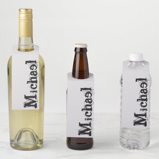 Minimalistisch modern monogram, zwarte grijs flessenhanger (In situ)