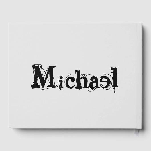 Minimalistisch modern monogram, zwarte grijs gastenboek (Achterkant)