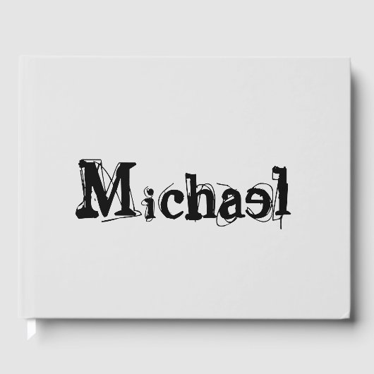 Minimalistisch modern monogram, zwarte grijs gastenboek (Voorkant)