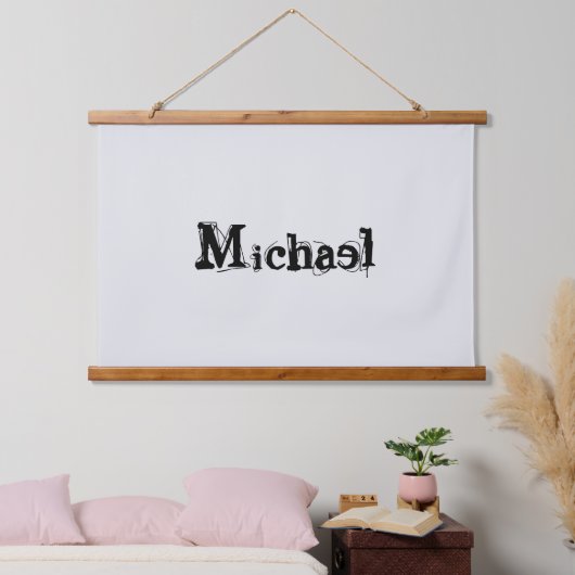 Minimalistisch modern monogram, zwarte grijs hangend wandkleed (Slaapkamer)