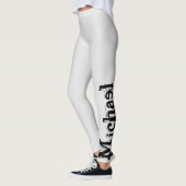 Minimalistisch modern monogram, zwarte grijs leggings (Links)