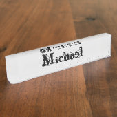 Minimalistisch modern monogram, zwarte grijs naambordje (Zijkant)