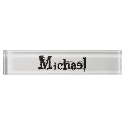 Minimalistisch modern monogram, zwarte grijs naambordje (Voorkant)