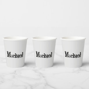 Minimalistisch modern monogram, zwarte grijs papieren bekers