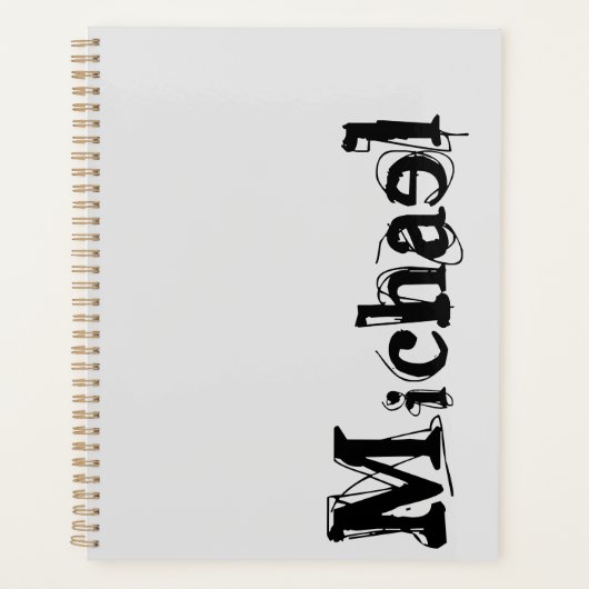 Minimalistisch modern monogram, zwarte grijs planner (Voorkant)