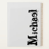 Minimalistisch modern monogram, zwarte grijs planner (Achterkant)