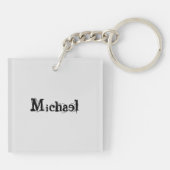 Minimalistisch modern monogram, zwarte grijs sleutelhanger (Achterkant)