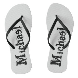 Minimalistisch modern monogram, zwarte grijs teenslippers