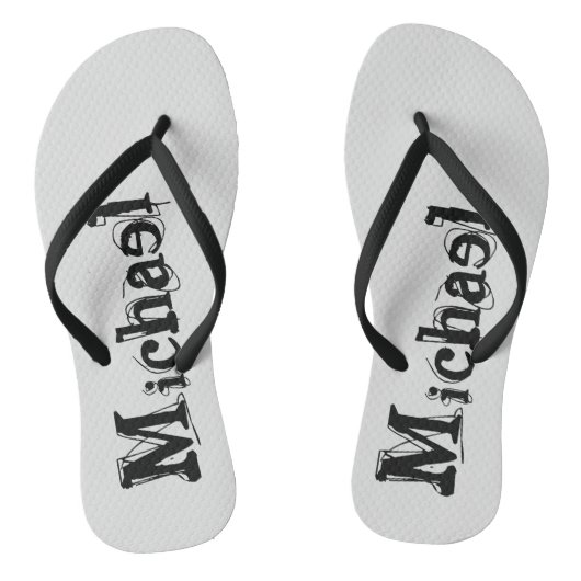 Minimalistisch modern monogram, zwarte grijs teenslippers (Voetbed)