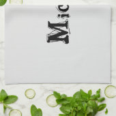 Minimalistisch modern monogram, zwarte grijs theedoek (Gevouwen)