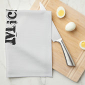 Minimalistisch modern monogram, zwarte grijs theedoek (Quarter Fold)