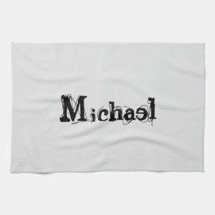 Minimalistisch modern monogram, zwarte grijs theedoek