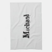 Minimalistisch modern monogram, zwarte grijs theedoek (Verticaal)