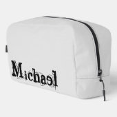 Minimalistisch modern monogram, zwarte grijs toilettasje (Rechterhoek)