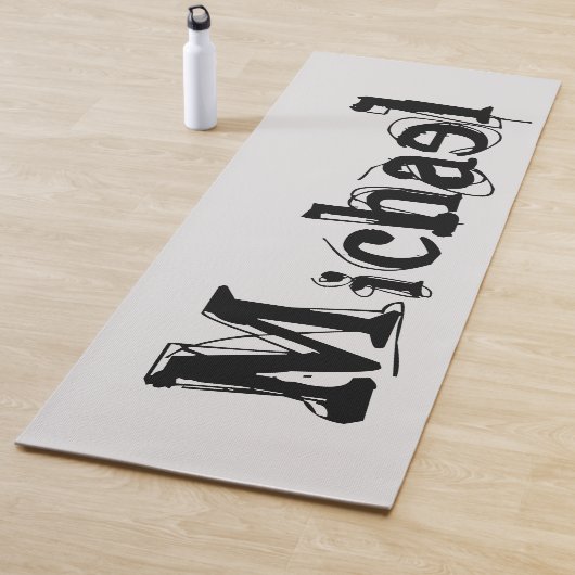 Minimalistisch modern monogram, zwarte grijs yogamat (In situ)