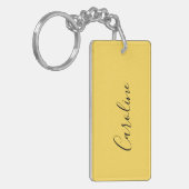Minimalistisch modern mosterdgeel sleutelhanger (Voorkant Links)