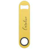 Minimalistisch modern mosterdgeel speed flessenopener (Voorkant)