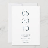 Minimalistisch Modern Navy Blue Save the Date Kaar Kaart (Voorkant)
