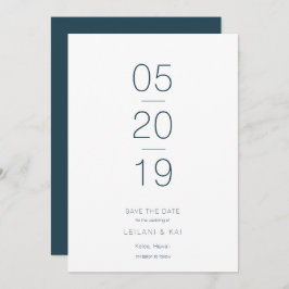 Minimalistisch Modern Navy Blue Save the Date Kaar Kaart