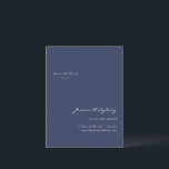 Minimalistisch modern Navy Blue Script slaat de da Briefkaart<br><div class="desc">Minimalistisch modern marinesultagebluft met het Briefkaart Datum opslaan</div>