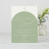 Minimalistisch modern olijfboog verlovingsfeest kaart (Staand voorkant)