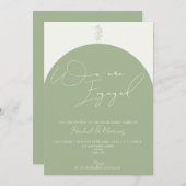 Minimalistisch modern olijfboog verlovingsfeest kaart (Voorkant / Achterkant)