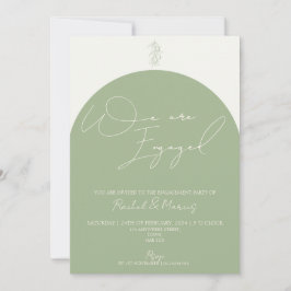Minimalistisch modern olijfboog verlovingsfeest kaart