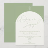 Minimalistisch modern olijfboog verlovingsfeest kaart (Voorkant / Achterkant)