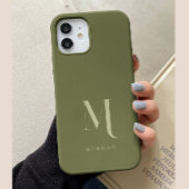 Minimalistisch Modern Olijfgroen Monogram Case-Mate iPhone Case