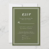 Minimalistisch modern Olive Green Wedding RSVP Men (Voorkant)