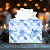 Minimalistisch modern ontwerp in blauw geometrisch cadeaupapier