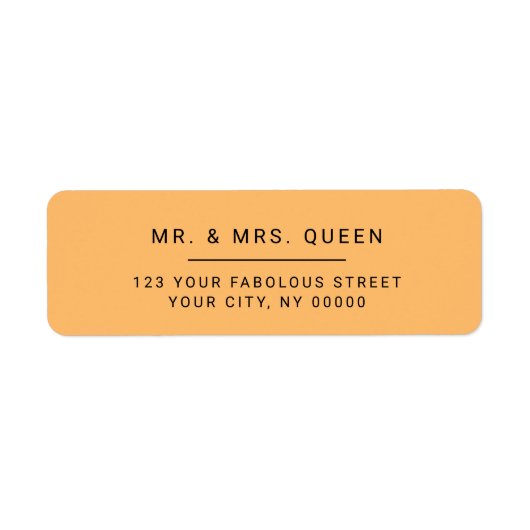 Minimalistisch modern oranje retouradreslabel etiket (Voorkant)