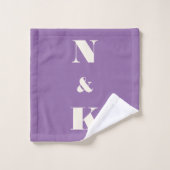 Minimalistisch modern paar monogram Amethyst Paars Bad Handdoek (Wasdoekje)