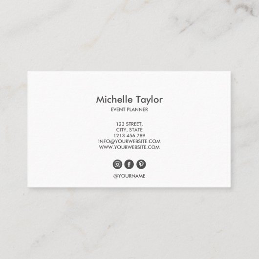 Minimalistisch modern paars handtekeningscript visitekaartje (Achterkant)