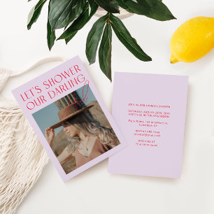 Minimalistisch modern Paarse roze foto Vrijgezelle Kaart