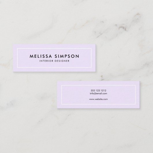 Minimalistisch modern pasteel Paars Mini Visitekaartje (Voorkant / Achterkant)
