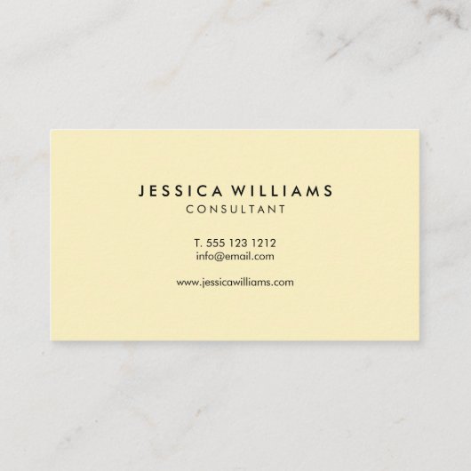 Minimalistisch modern | Pastel Geel Visitekaartje (Achterkant)