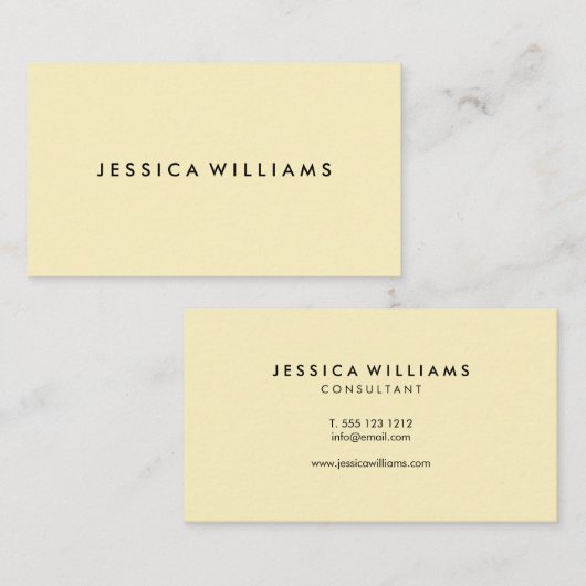 Minimalistisch modern | Pastel Geel Visitekaartje (Voorkant / Achterkant)