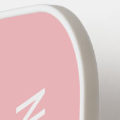 Minimalistisch Modern Pastel Roze Wit Monogram Naa Pickleball Paddle (Links Detail)