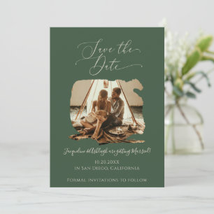 Minimalistisch modern penseellijnscript groen save the date