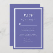 Minimalistisch modern Periwinkle Blue Wedding RSVP (Voorkant / Achterkant)