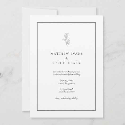 Minimalistisch modern Plant Leaf Wedding Kaart (Voorkant)