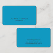 Minimalistisch modern platenblauw met afgeronde ho visitekaartje (Voorkant / Achterkant)