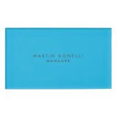 Minimalistisch modern platenblauw naambadge (Voorkant)