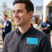Minimalistisch modern platenblauw naambadge
