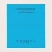Minimalistisch modern platenblauw visitekaartje (Buitenkant ongevouwen)