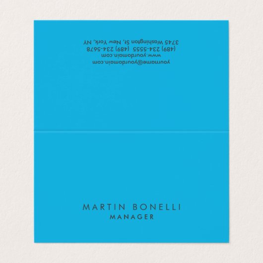 Minimalistisch modern platenblauw visitekaartje (Buitenkant ongevouwen)