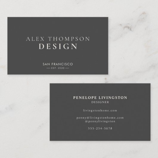 Minimalistisch Modern Professional Black en White Visitekaartje (Voorkant / Achterkant)