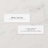 Minimalistisch Modern professioneel basic wit Mini Visitekaartje (Voorkant / Achterkant)