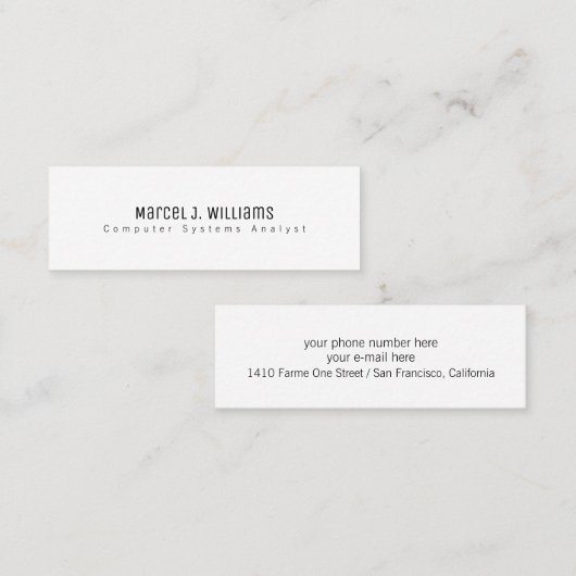 Minimalistisch Modern professioneel basic wit Mini Visitekaartje (Voorkant / Achterkant)